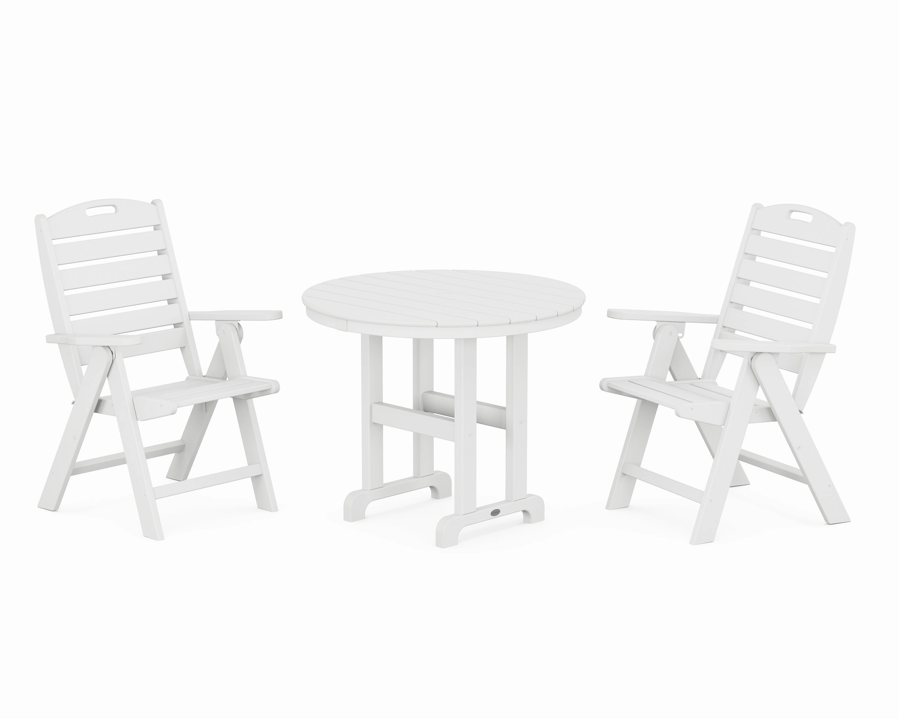Nautical Folding Highback Chair 3-Piece Round Dining Set