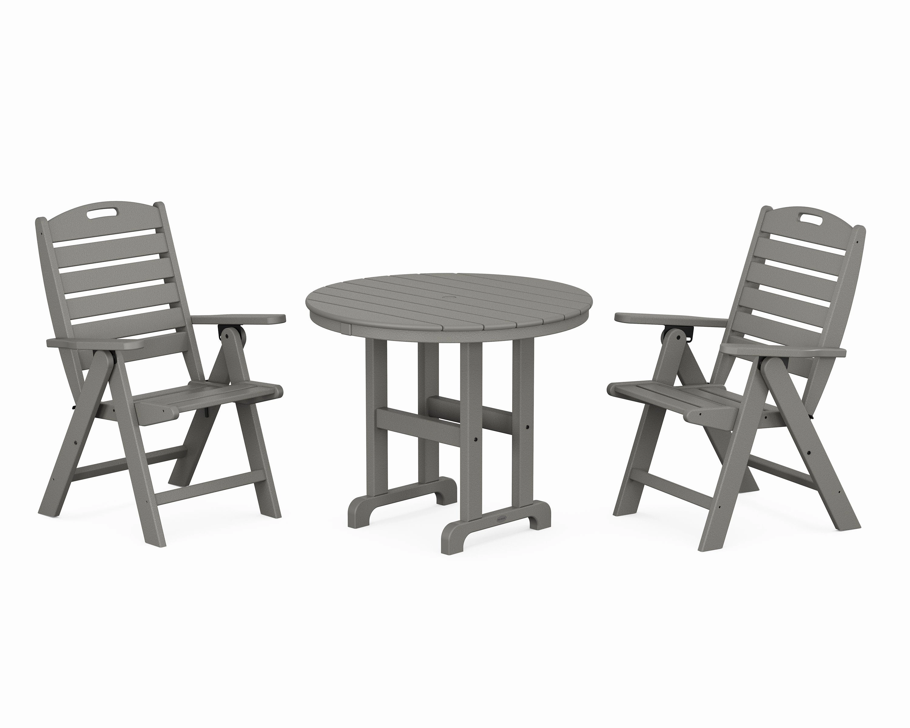 Nautical Folding Highback Chair 3-Piece Round Dining Setoutdoor patio furniture set