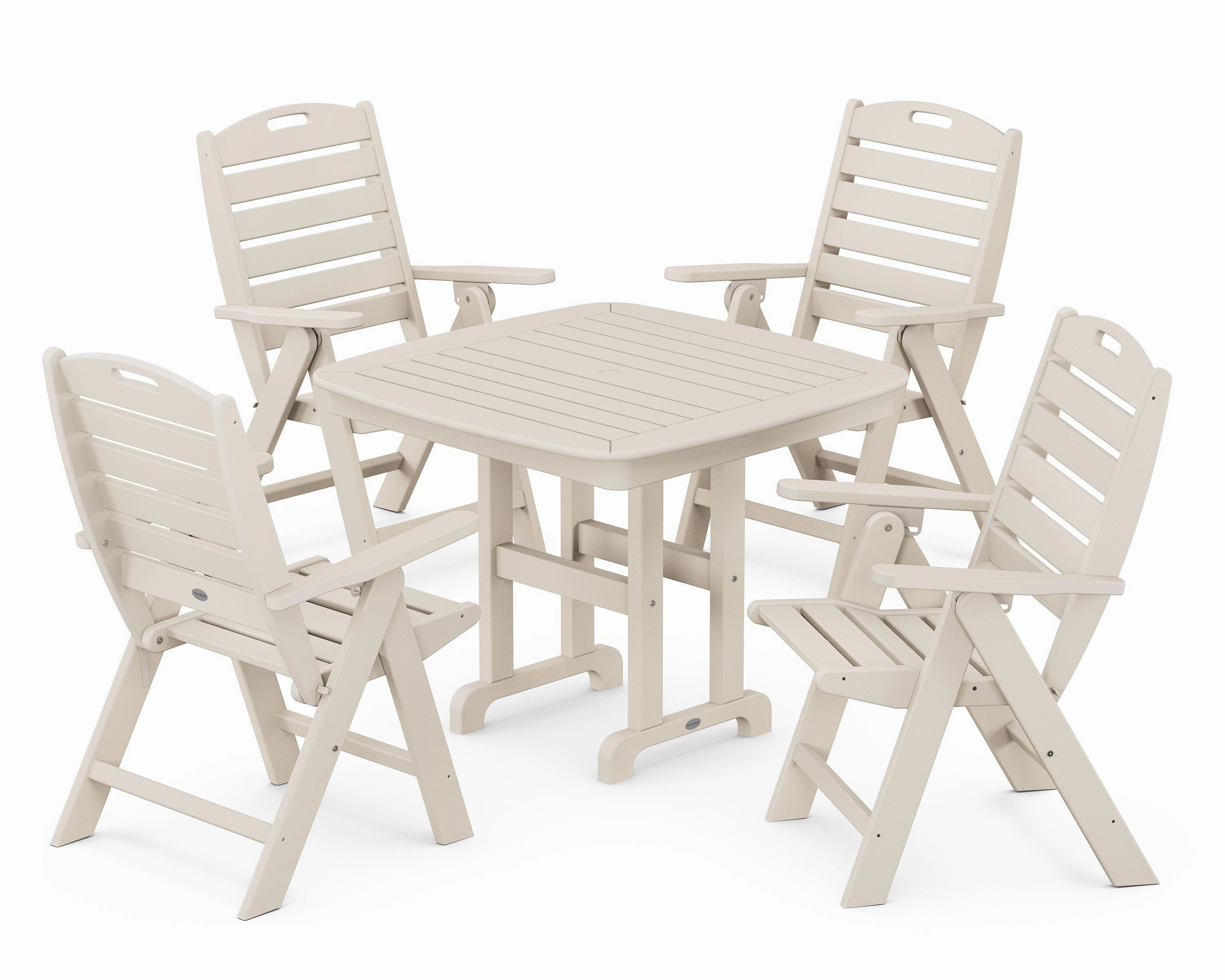 Nautical Folding Highback Chair 5-Piece Dining Set