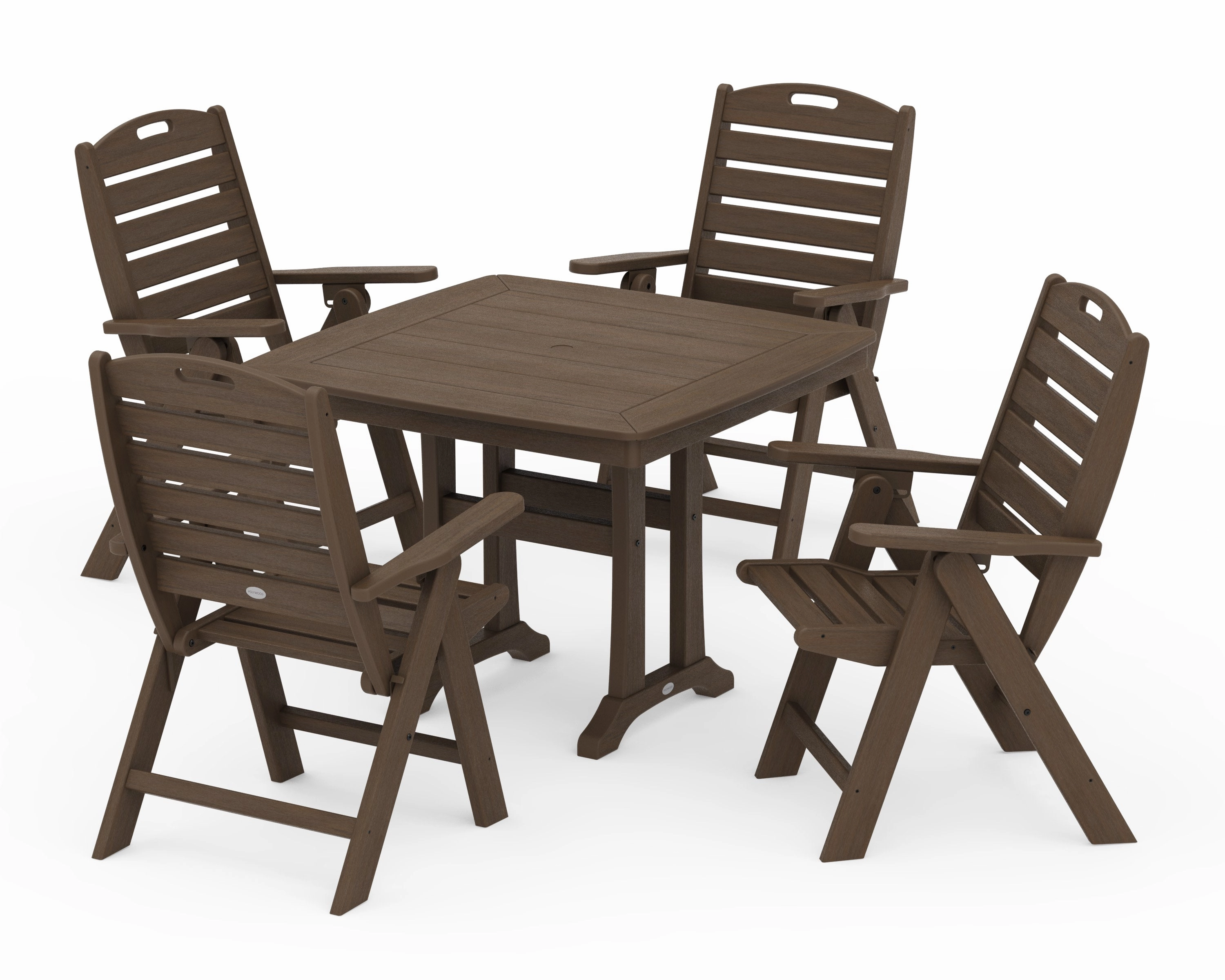 Nautical Folding Highback Chair 5-Piece Dining Set with Trestle Legs