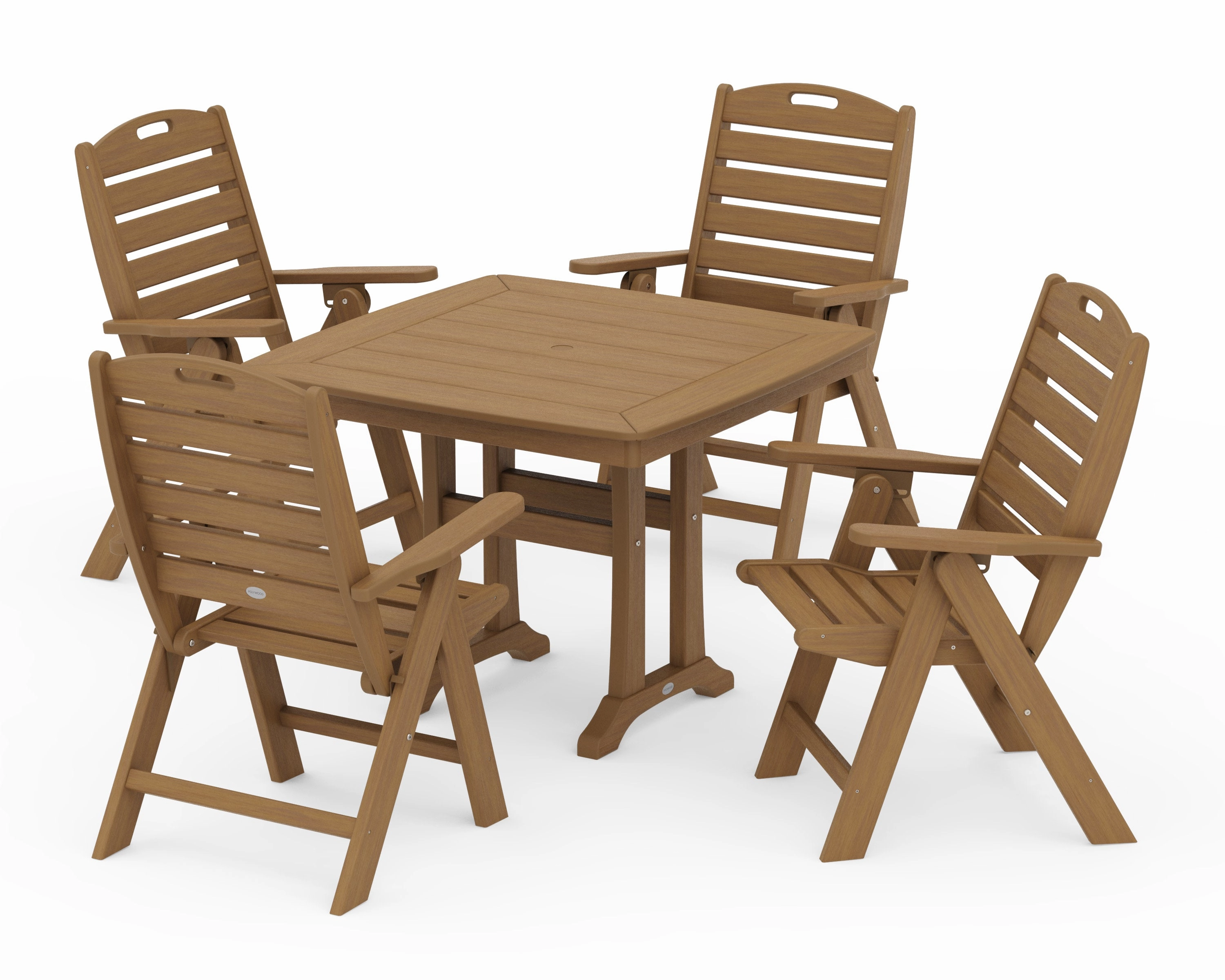 Nautical Folding Highback Chair 5-Piece Dining Set with Trestle Legs