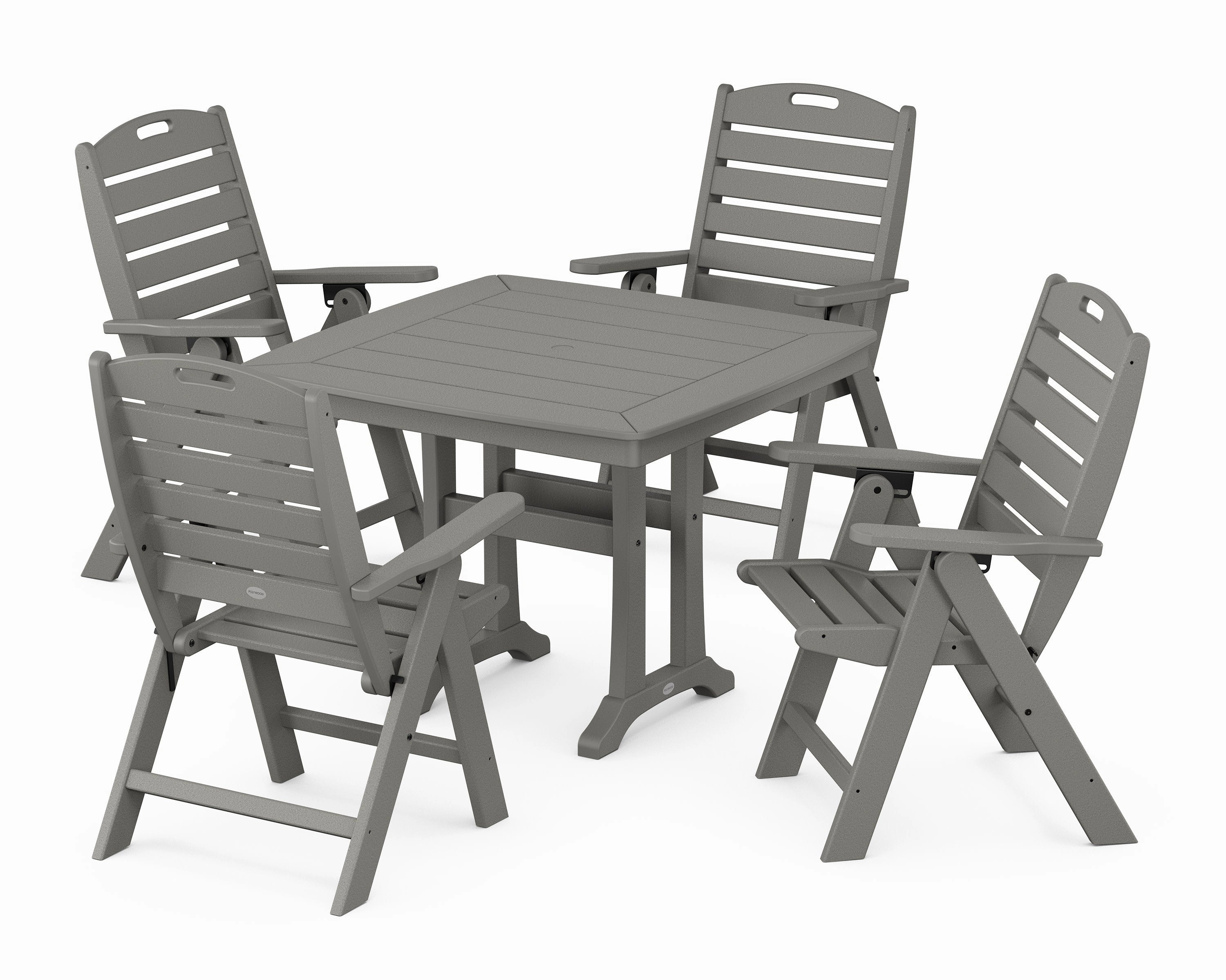 Nautical Folding Highback Chair 5-Piece Dining Set with Trestle Legsoutdoor patio furniture set