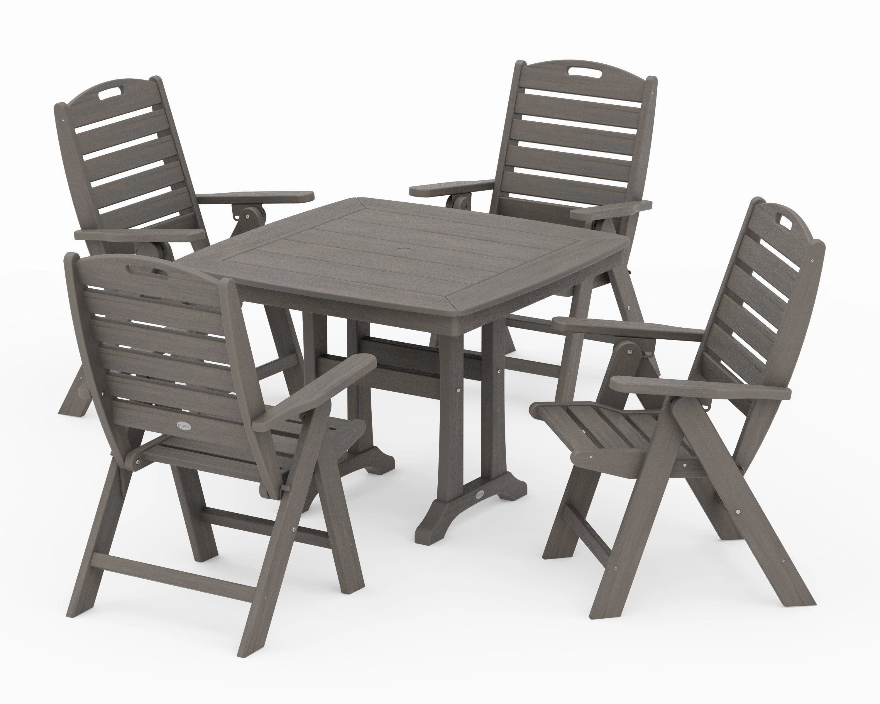 Nautical Folding Highback Chair 5-Piece Dining Set with Trestle Legs