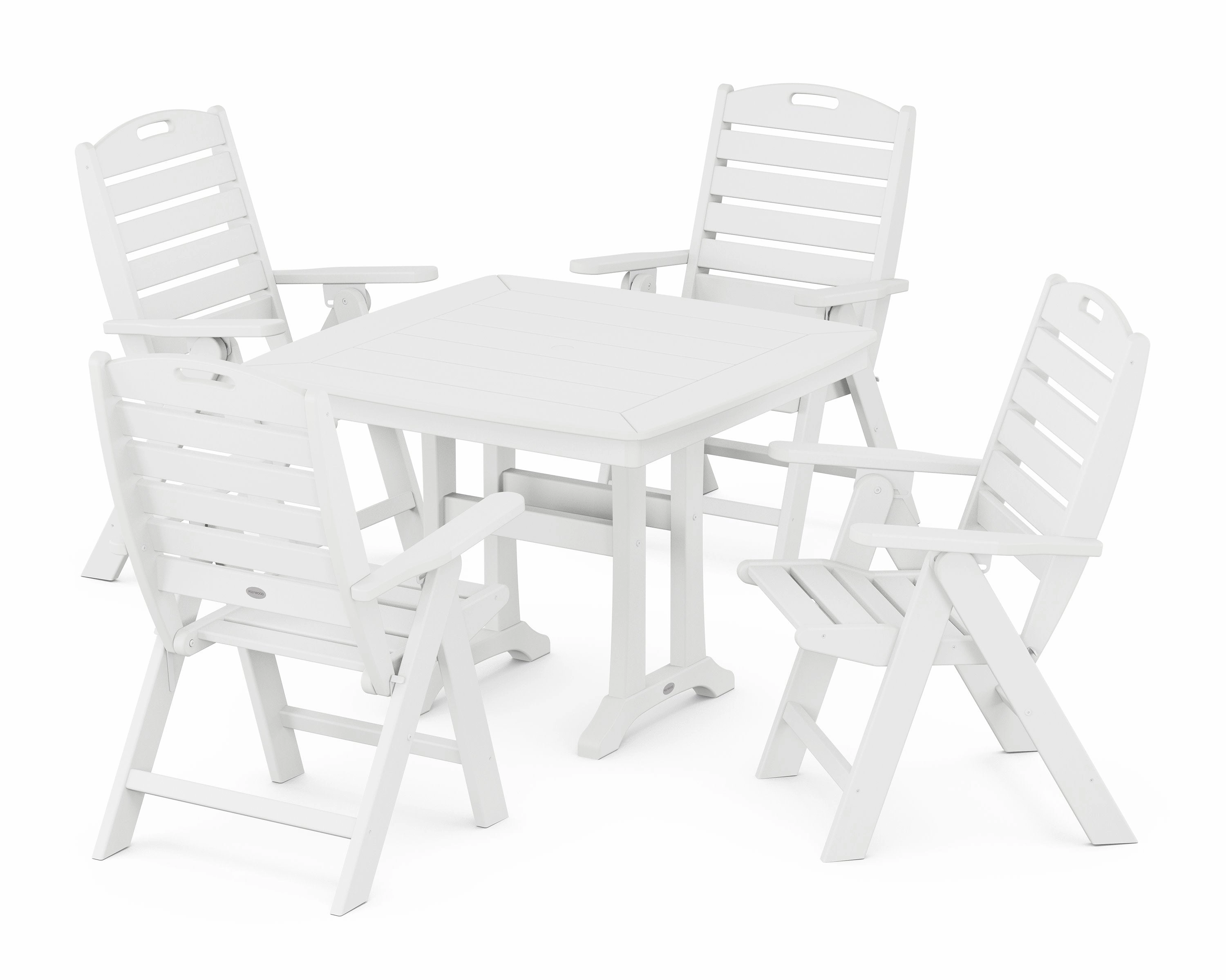 Nautical Folding Highback Chair 5-Piece Dining Set with Trestle Legs