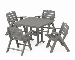 Nautical Folding Lowback Chair 5-Piece Farmhouse Dining Setoutdoor patio furniture set