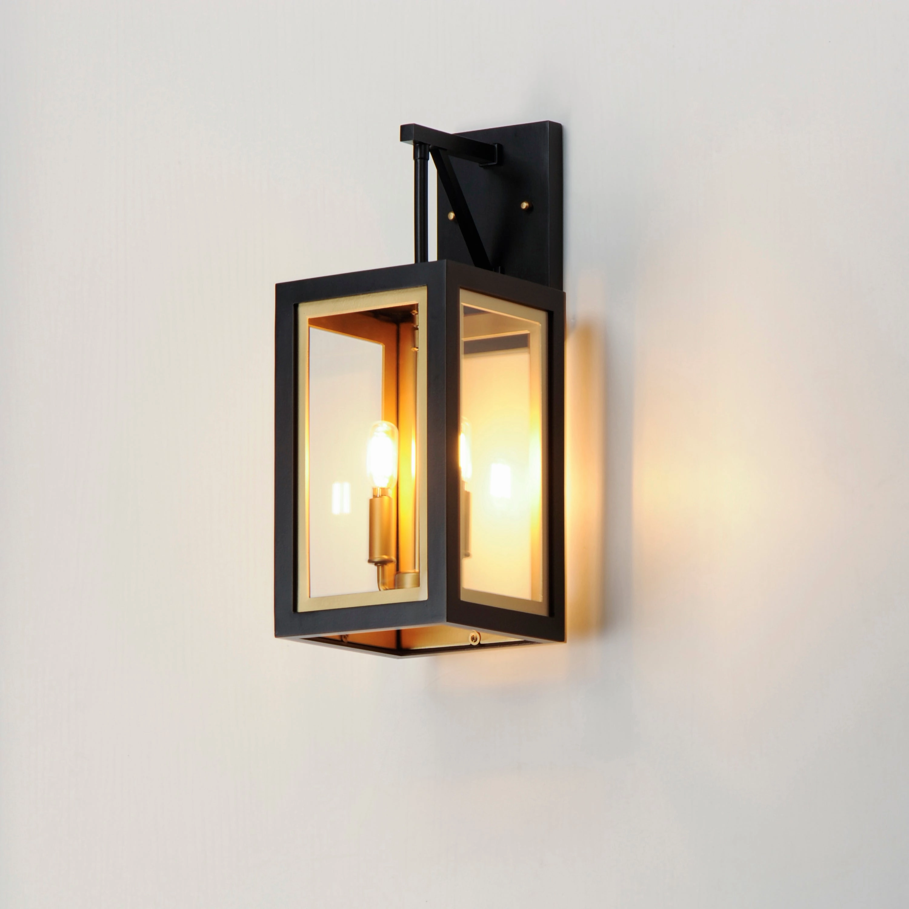 Neoclass Two Light Outdoor Wall Sconce Black / Gold
