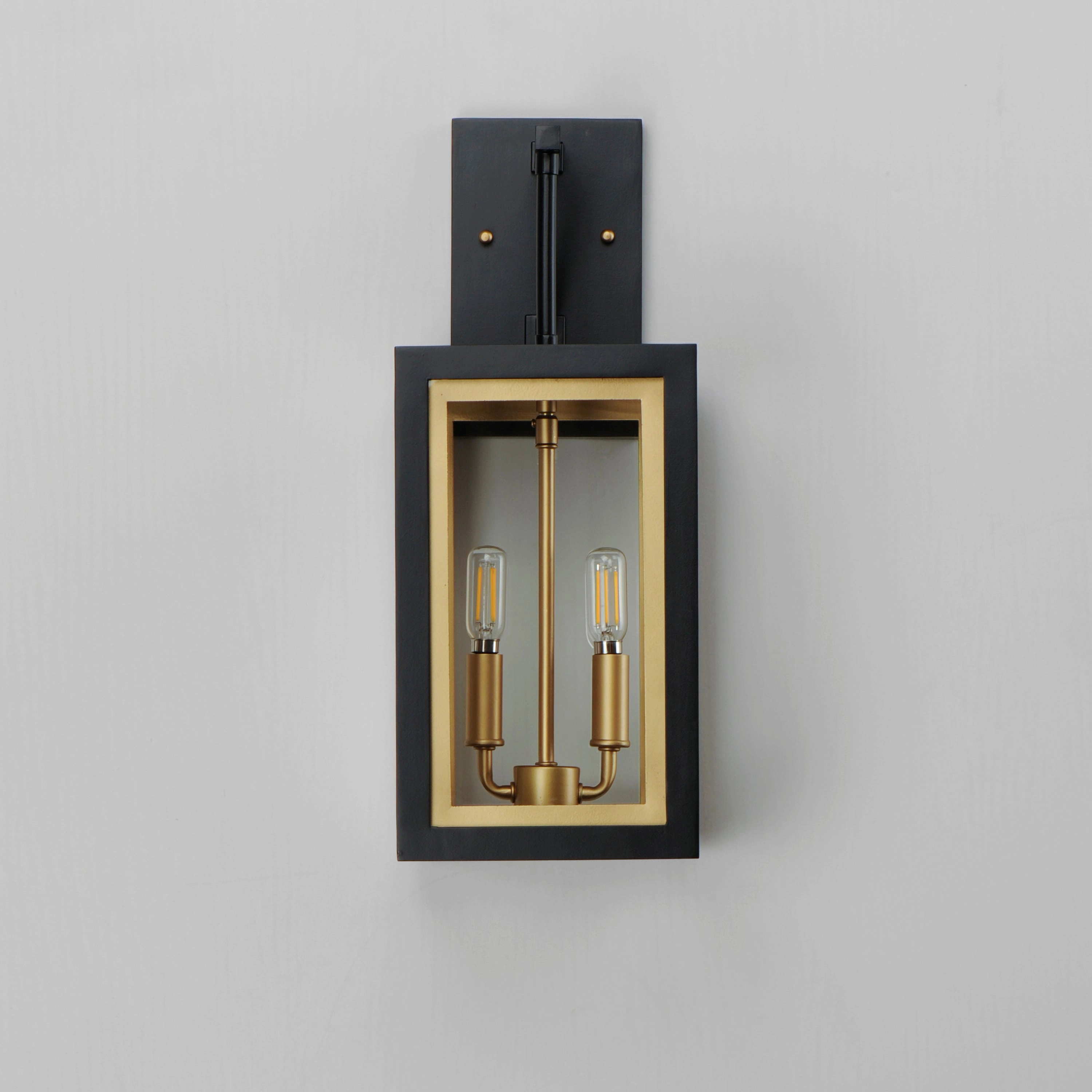 Neoclass Two Light Outdoor Wall Sconce Black / Gold