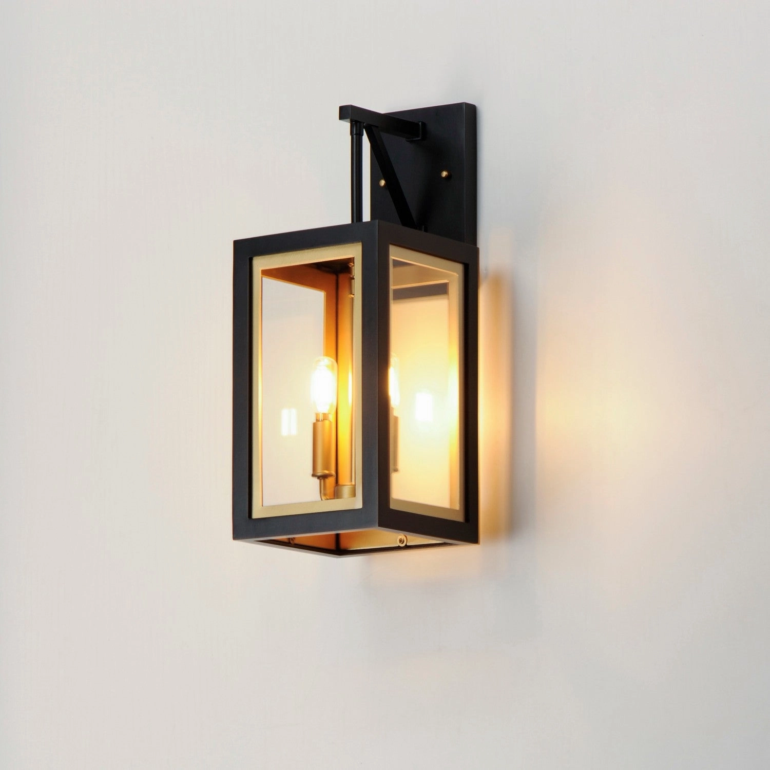 Neoclass Two Light Outdoor Wall Sconce Black / Gold