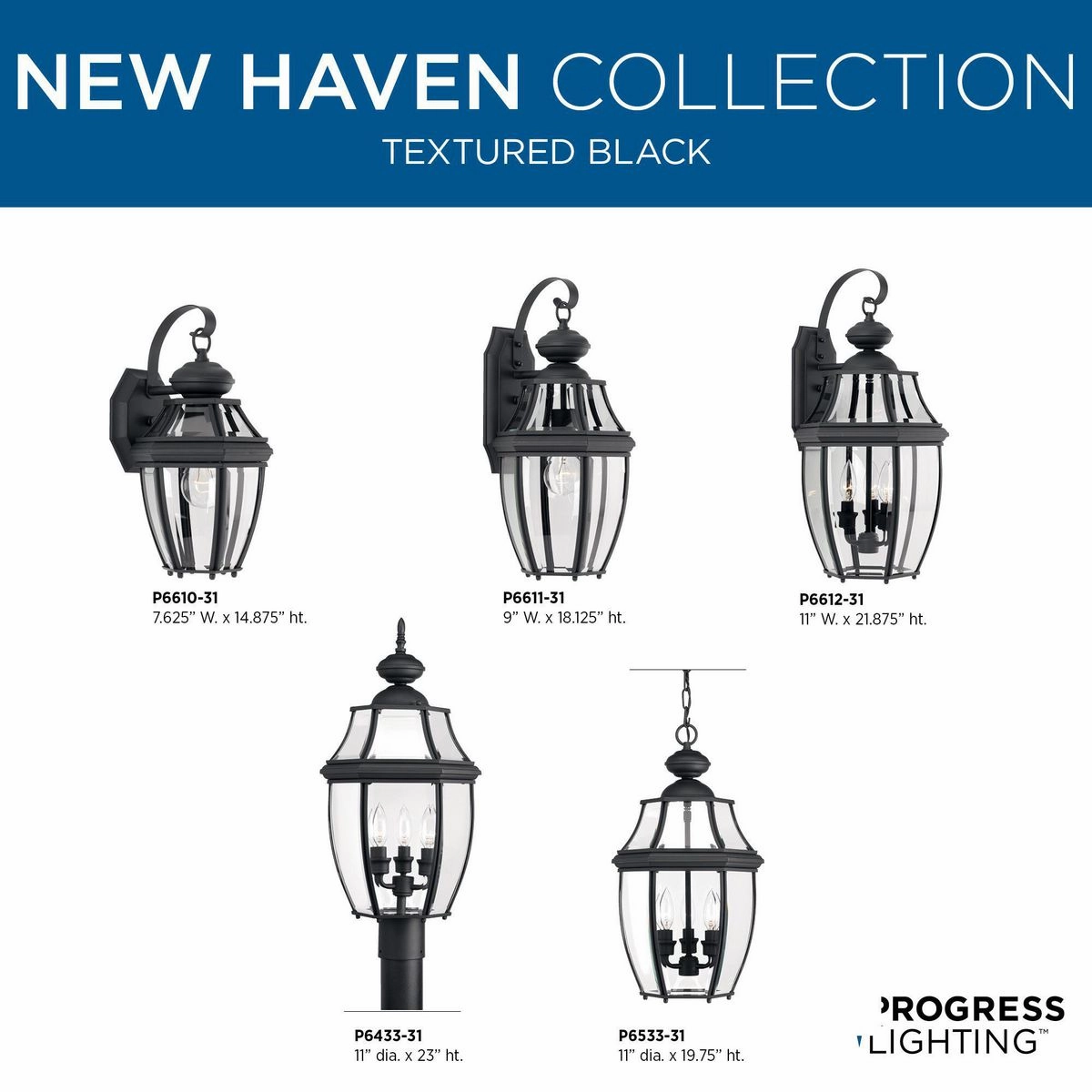 New Haven One Light Wall Lantern Black