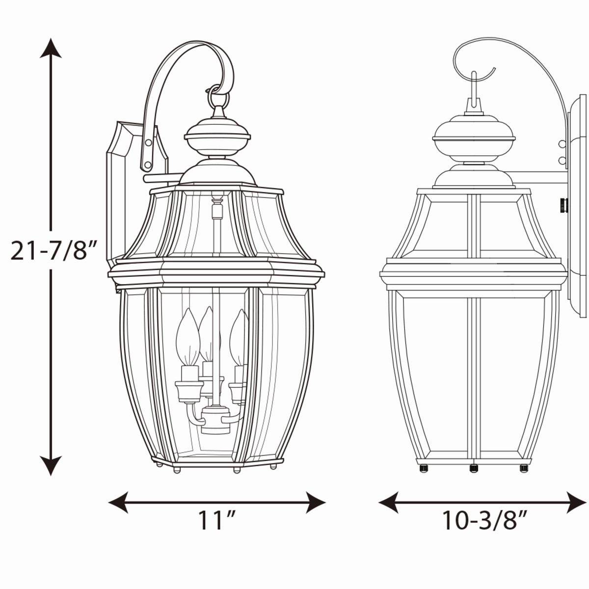 New Haven Three Light Wall Lantern Black