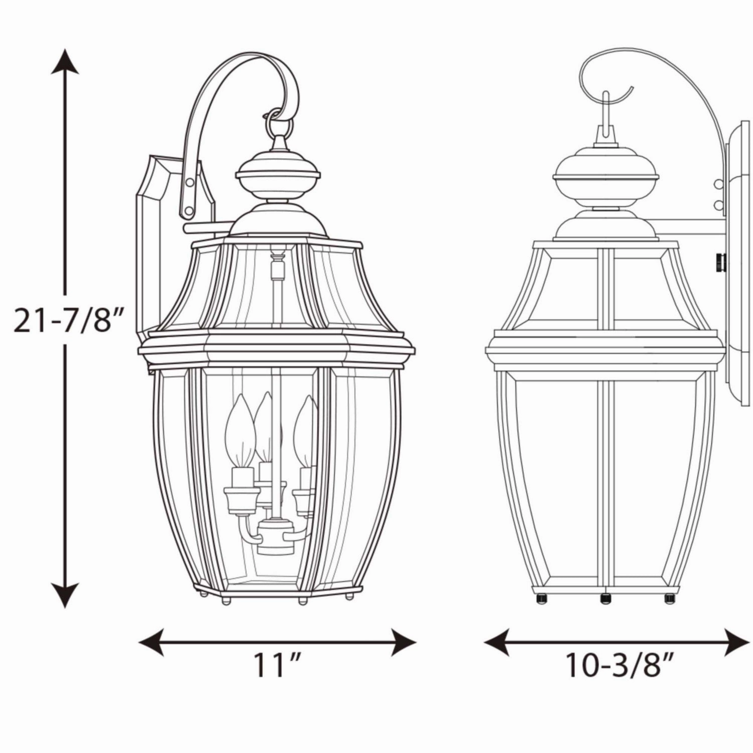 New Haven Three Light Wall Lantern Black