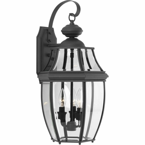 New Haven Three Light Wall Lantern BlackOutdoor wall sconces with motion sensor
