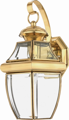Newbury One Light Outdoor Wall Lantern Polished BrassOutdoor wall sconces with motion sensor