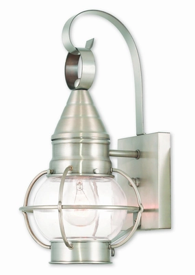 Newburyport One Light Outdoor Wall Lantern Brushed NickelOutdoor wall sconces with motion sensor
