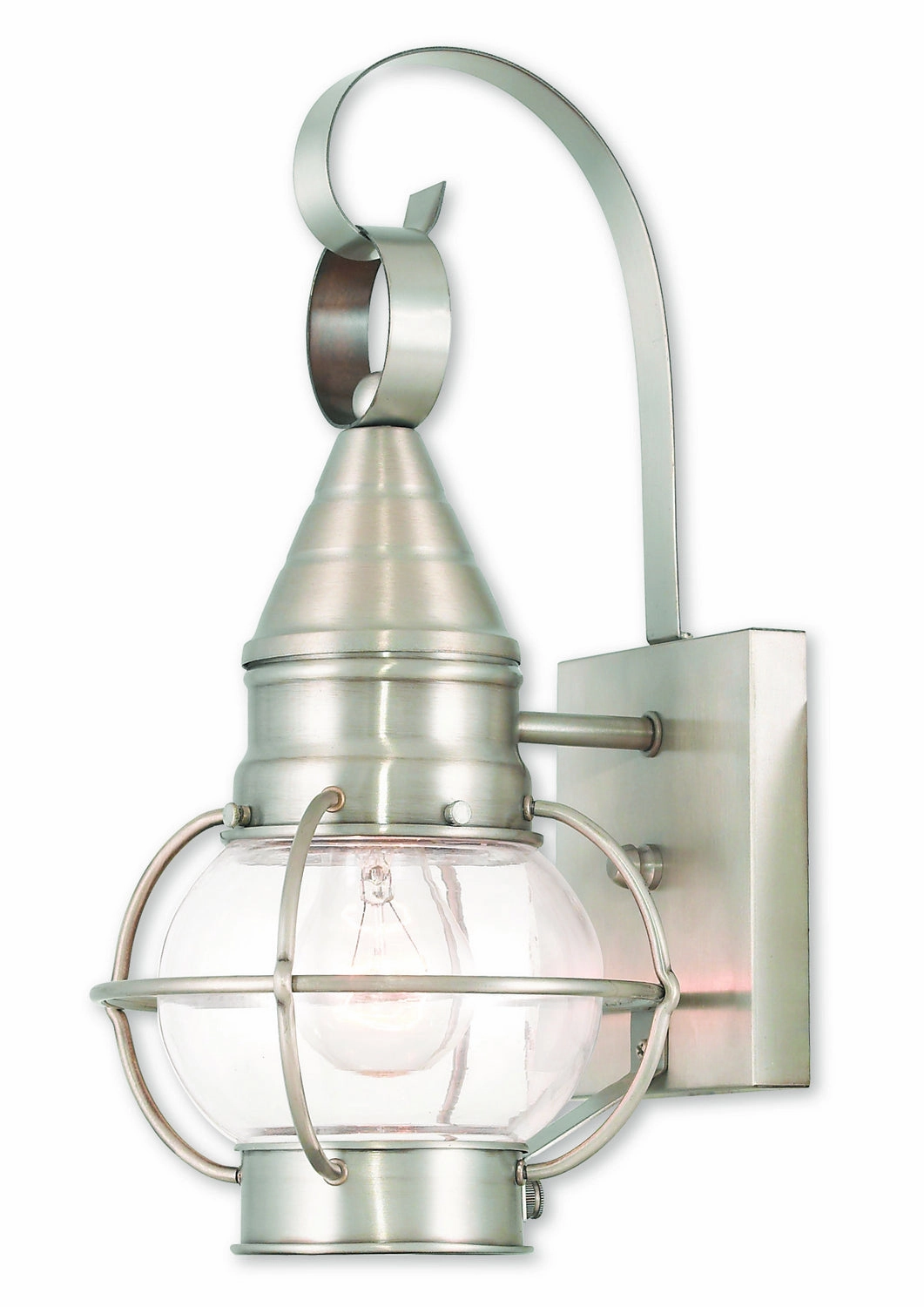 Newburyport One Light Outdoor Wall Lantern Brushed NickelOutdoor wall sconces with motion sensor