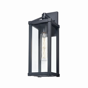 Nipigon Outdoor One Light Wall Sconce Black w/Clear GlassOutdoor wall sconces with motion sensor