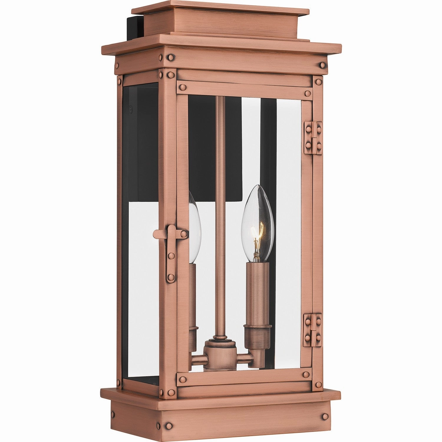 Noelle Two Light Outdoor Wall Mount Aged CopperOutdoor wall sconces with motion sensor