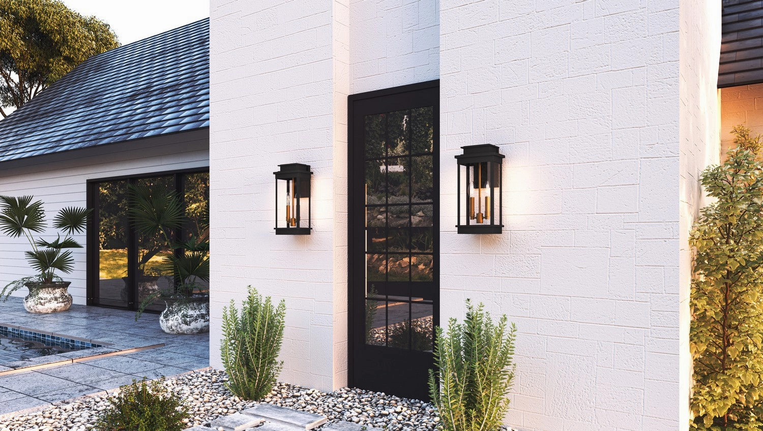 Noelle Two Light Outdoor Wall Mount Matte Black