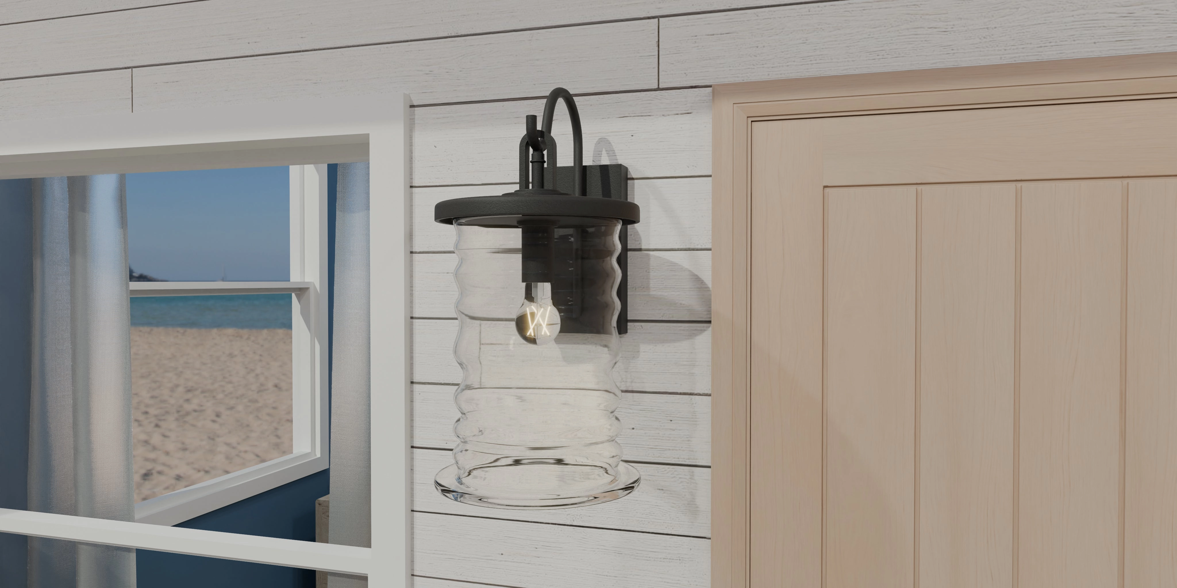 Noland One Light Outdoor Wall Mount Matte Black