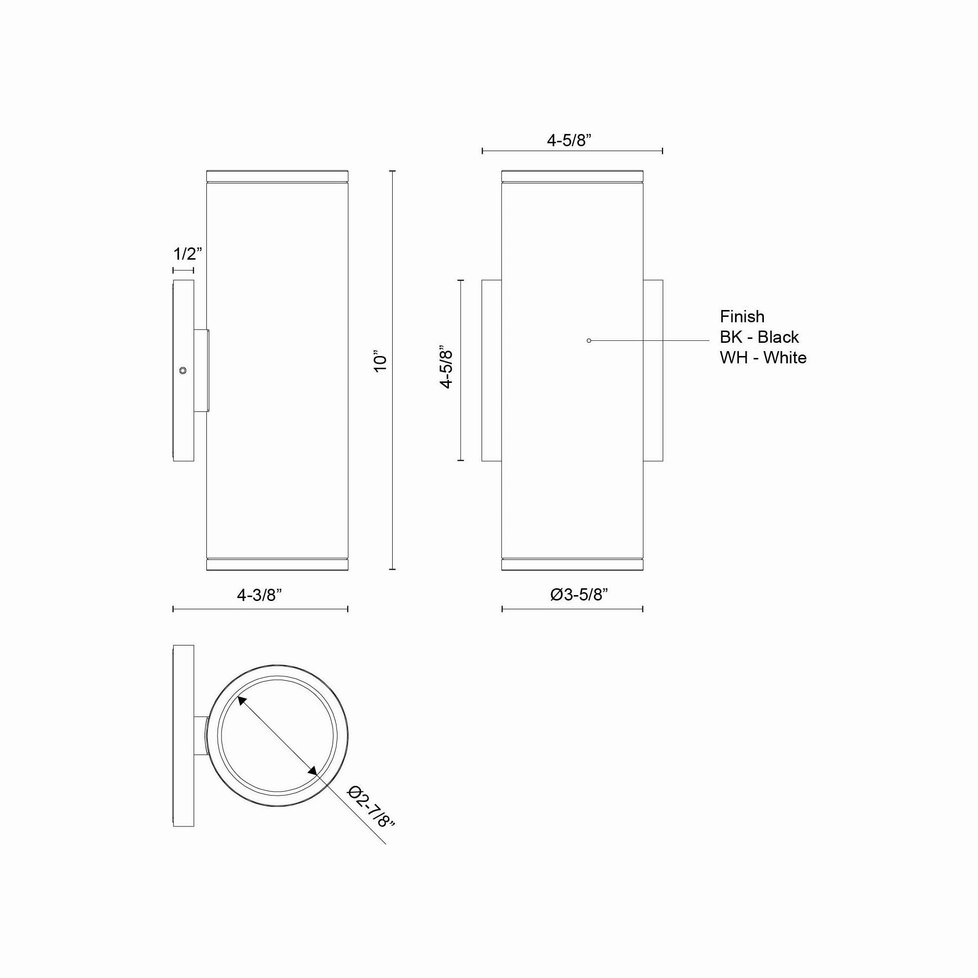 Nordic 10" (3" Dia.) LED Exterior Wall
