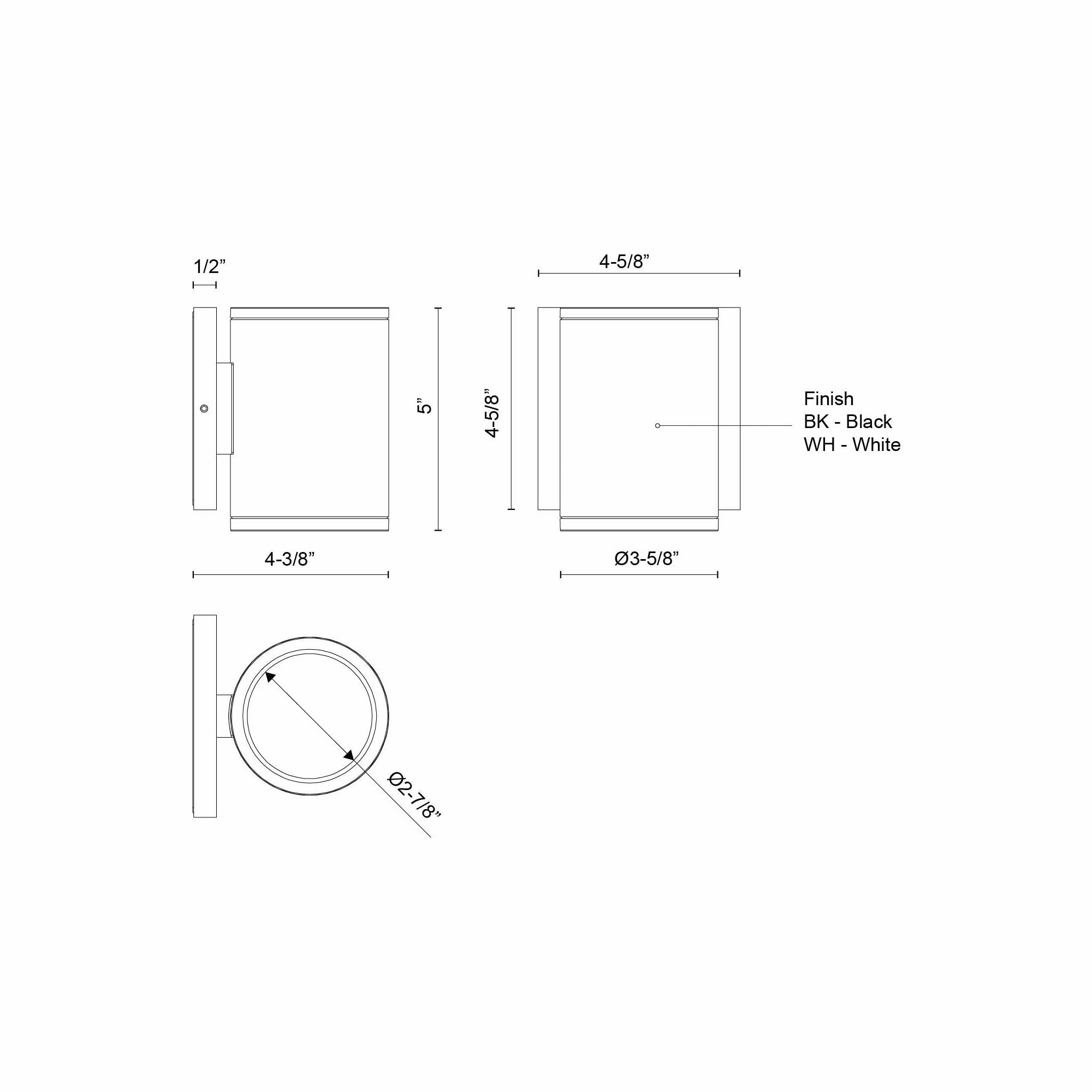 Nordic 5" (3" Dia.) LED Exterior Wall