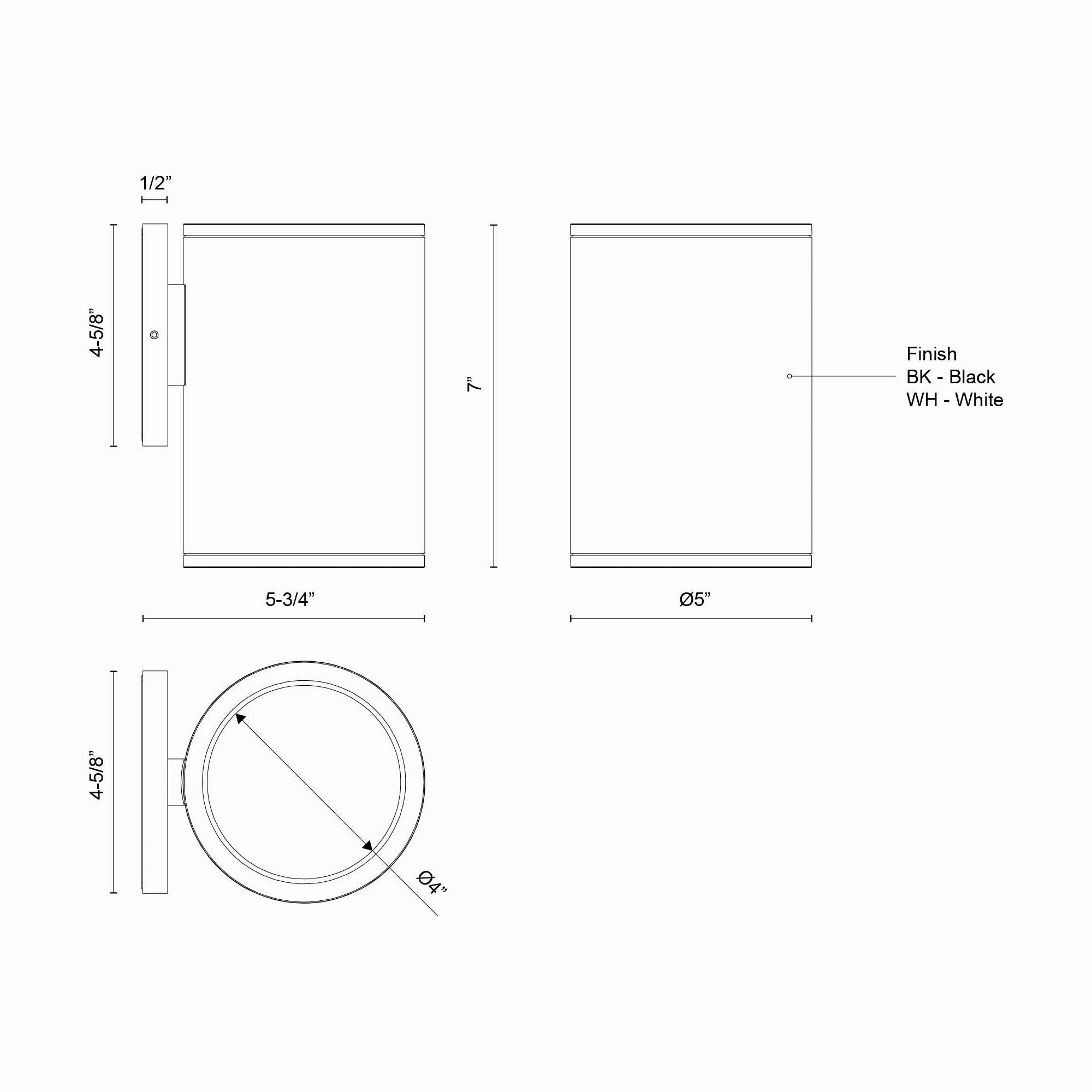 Nordic 7" (5" Dia.) LED Exterior Wall