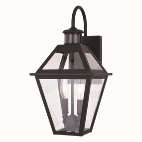Nottingham Two Light Outdoor Motion Sensor Wall Light Textured BlackOutdoor wall sconces with motion sensor