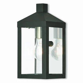 Nyack One Light Outdoor Wall Lantern Black w/ Brushed Nickel Cluster and Polished Chrome Stainless SteelOutdoor wall sconces with motion sensor