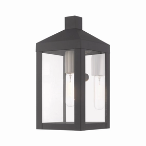 Nyack One Light Outdoor Wall Lantern Scandinavian Gray w/ Brushed Nickels and Polished Chrome Stainless SteelOutdoor wall sconces with motion sensor