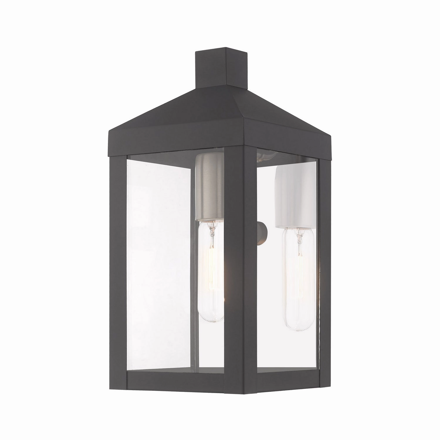 Nyack One Light Outdoor Wall Lantern Scandinavian Gray w/ Brushed Nickels and Polished Chrome Stainless SteelOutdoor wall sconces with motion sensor