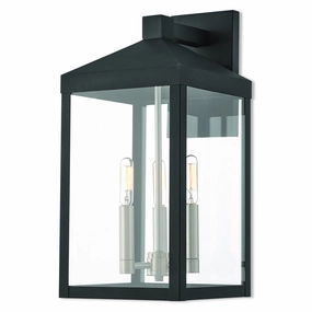 Nyack Three Light Outdoor Wall Lantern Black w/ Brushed Nickel ClusterOutdoor wall sconces with motion sensor