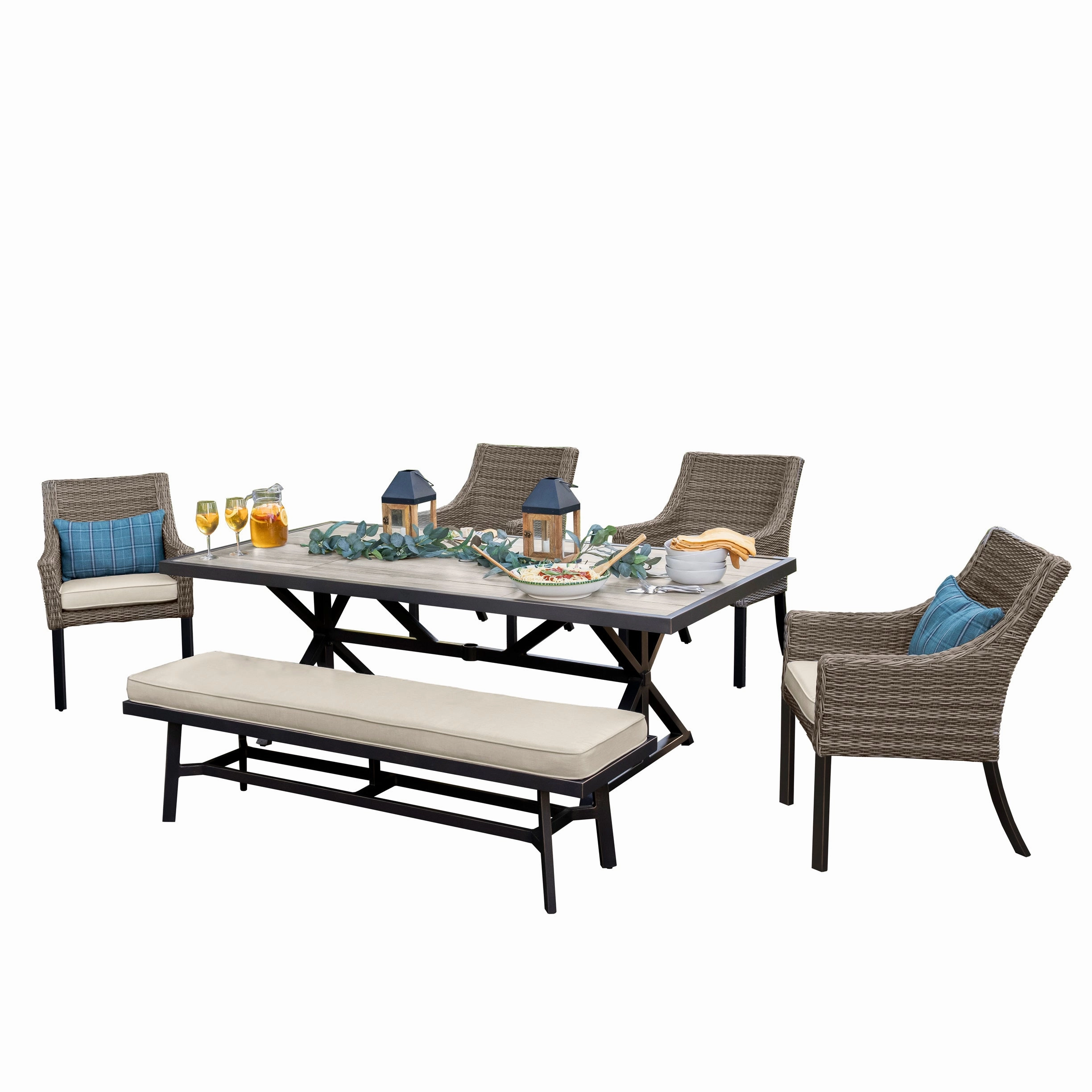 Oak Grove 6 Piece Dining Setwaterproof wicker balcony furniture