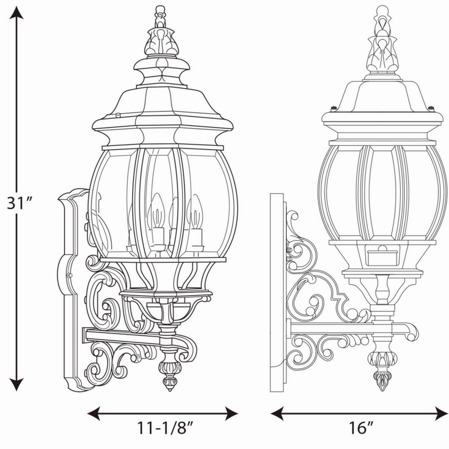 Onion Lantern Four Light Wall Lantern Textured Black