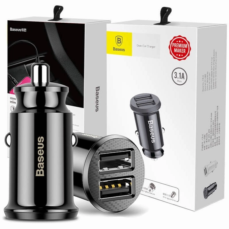 Baseus Grain Car Charger | 2X Usb 3.1A Black Unmissable Deal Today Hot Sale Alert