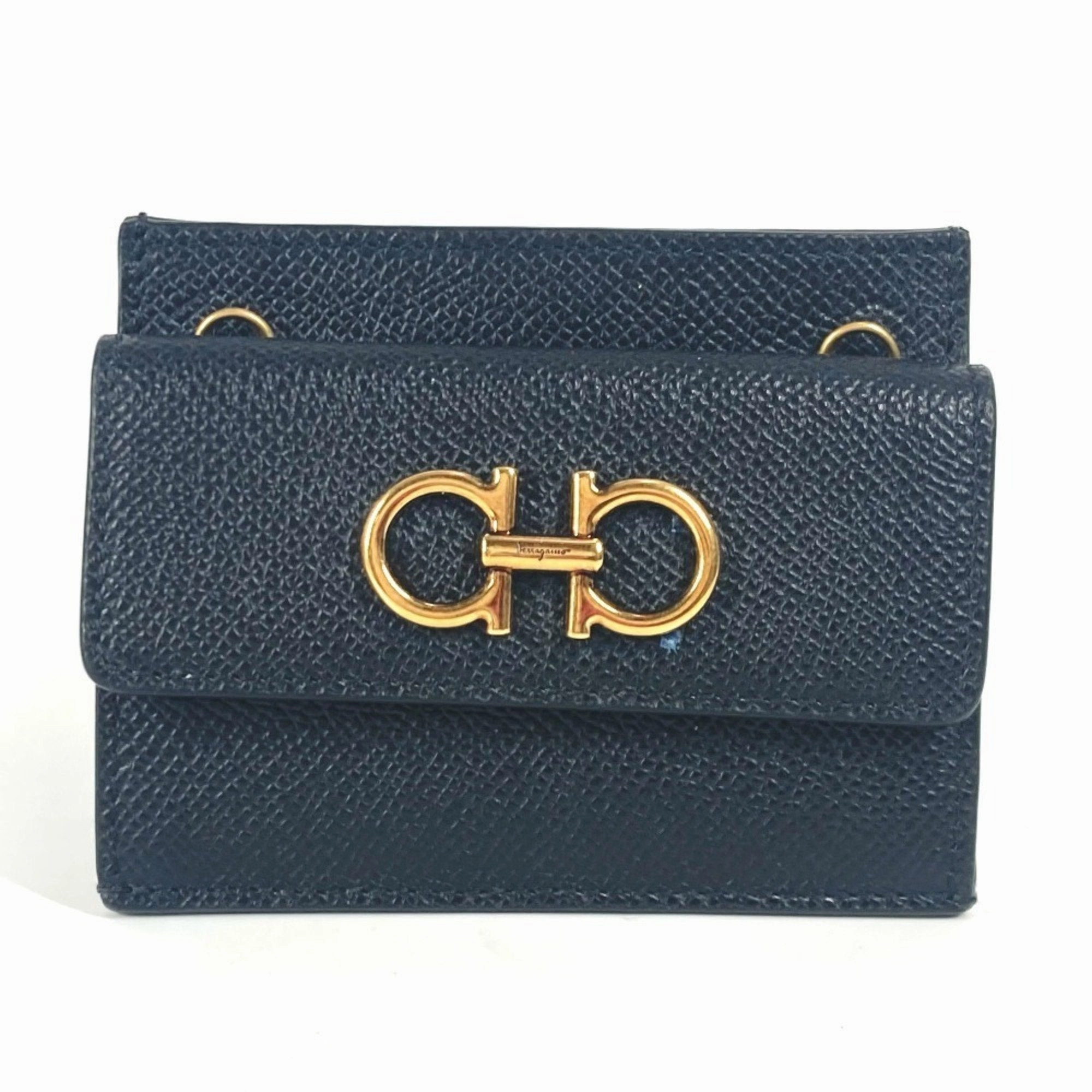 Salvatore Ferragamo Gancini Leather Business Card Case (Pre-Owned) Exclusive Online Deal