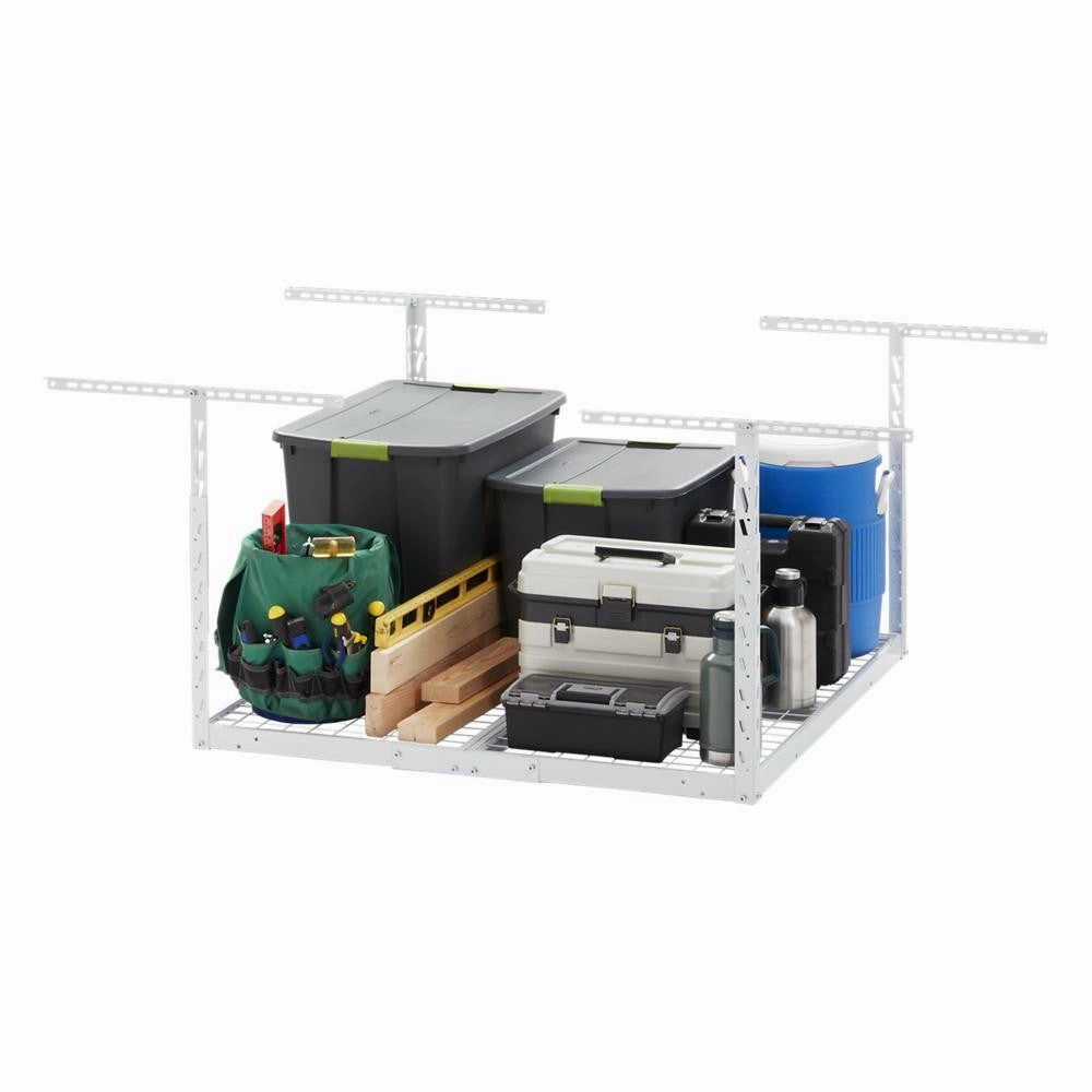 Overhead Gearloft Storage Rack 4x4 Ft - Hammered White Storage Solution