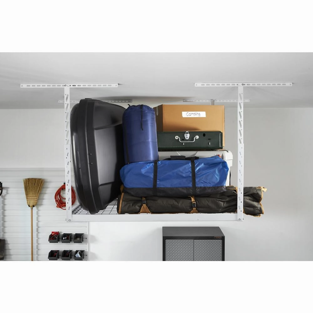 Overhead Gearloft Storage Rack 4x4 Ft - Hammered White Storage Solution