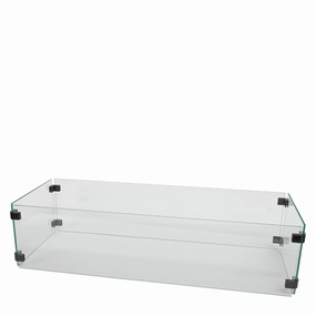 OW Lee 33" x 13" Rectangle Glass Guardportable outdoor fire pit with lid