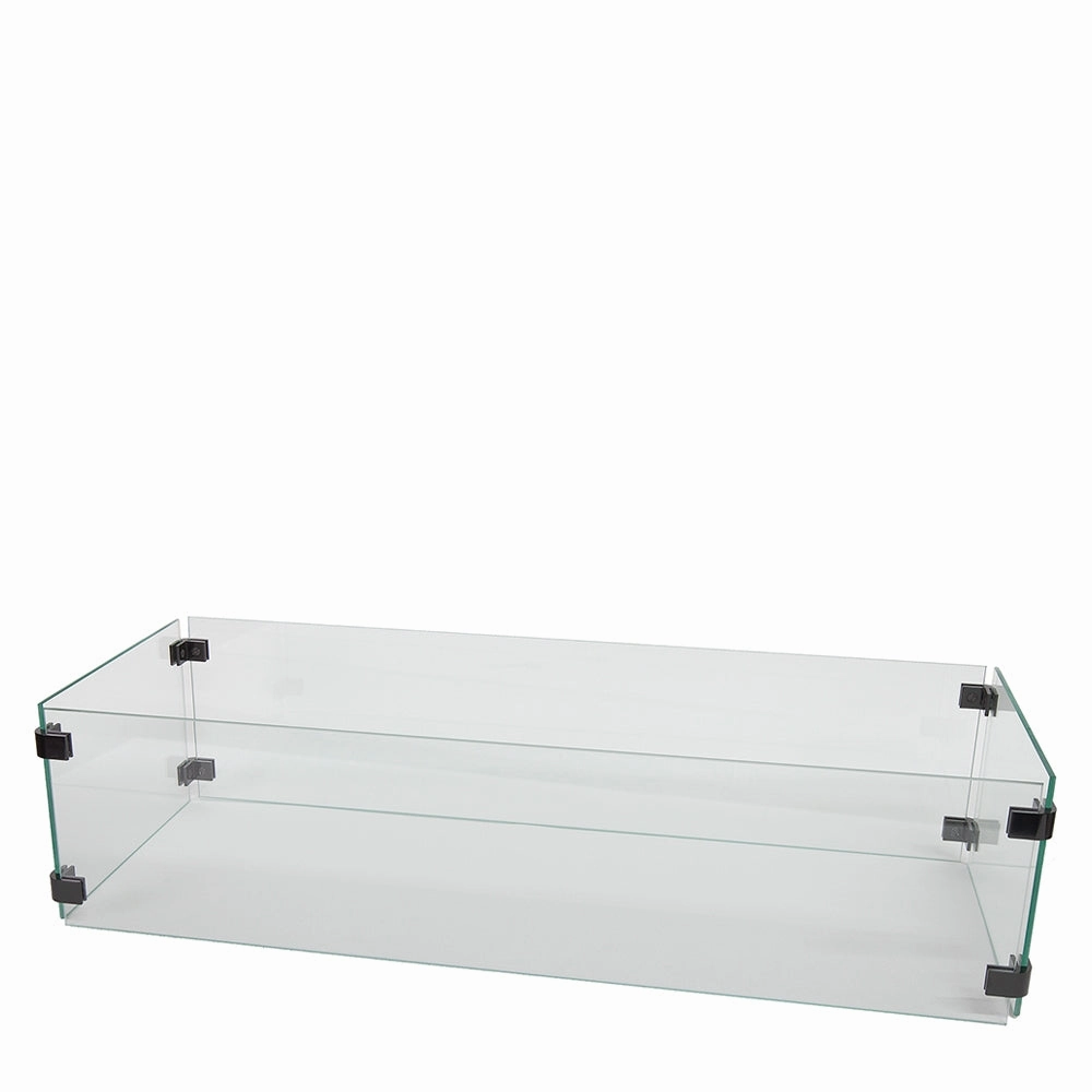 OW Lee 33" x 13" Rectangle Glass Guardportable outdoor fire pit with lid