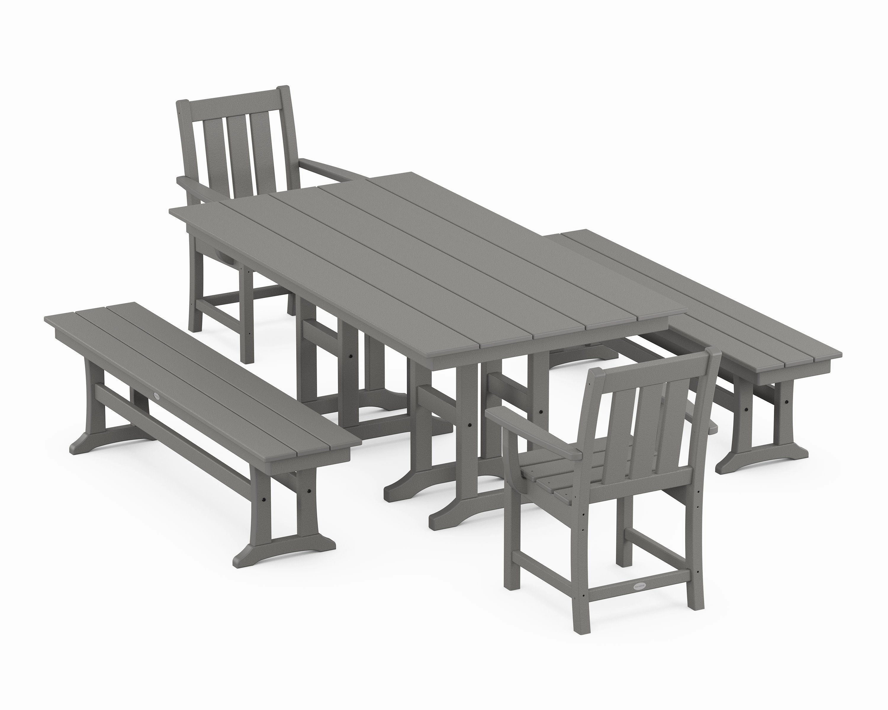 Oxford 5-Piece Farmhouse Dining Set with Benchesoutdoor patio furniture set