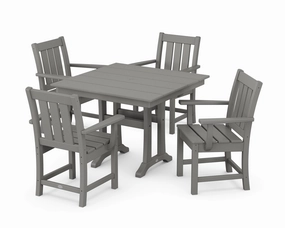 Oxford 5-Piece Farmhouse Dining Set with Trestle Legsoutdoor patio furniture set