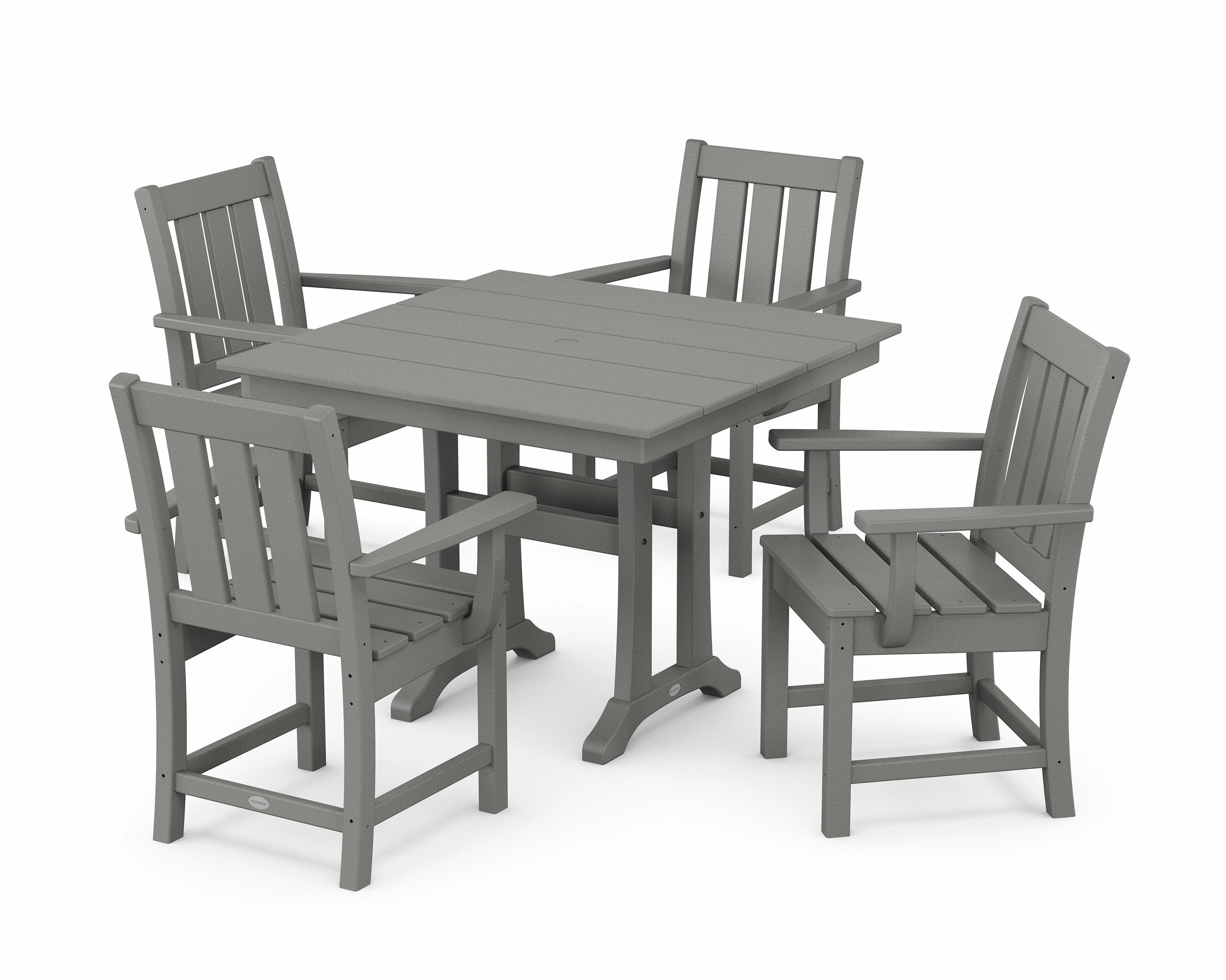 Oxford 5-Piece Farmhouse Dining Set with Trestle Legsoutdoor patio furniture set