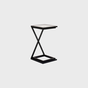 Padua - End Table With X Frame Clear Glass & Black Steeloutdoor side table for patio furniture
