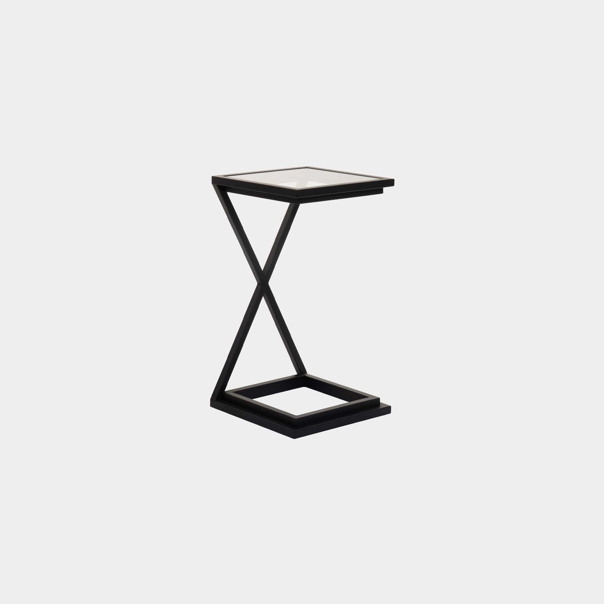 Padua - End Table With X Frame Clear Glass & Black Steeloutdoor side table for patio furniture