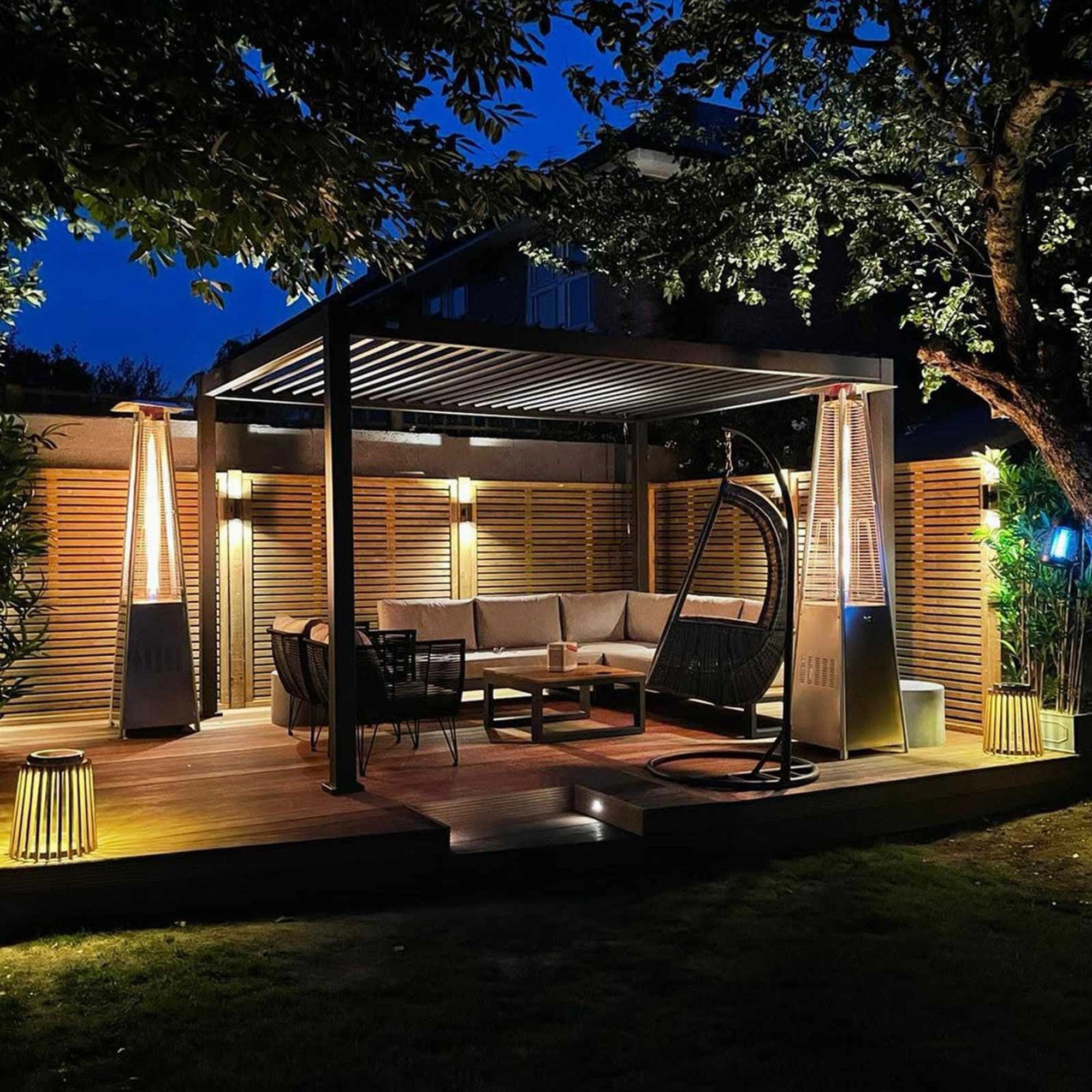 Palm Beach - 4m x 3m Rectangular Pergola In Grey Aluminium Including 2 Privacy Screens