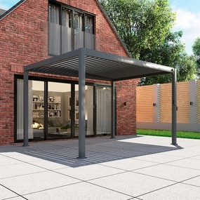 Palm Beach - 4m x 3m Rectangular Pergola In Grey Aluminium Including 2 Privacy Screensaluminum alloy outdoor sofa set