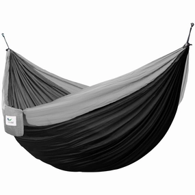 Parachute Camping Hammock - Black & Grey outdoor hammock with stand and canopy