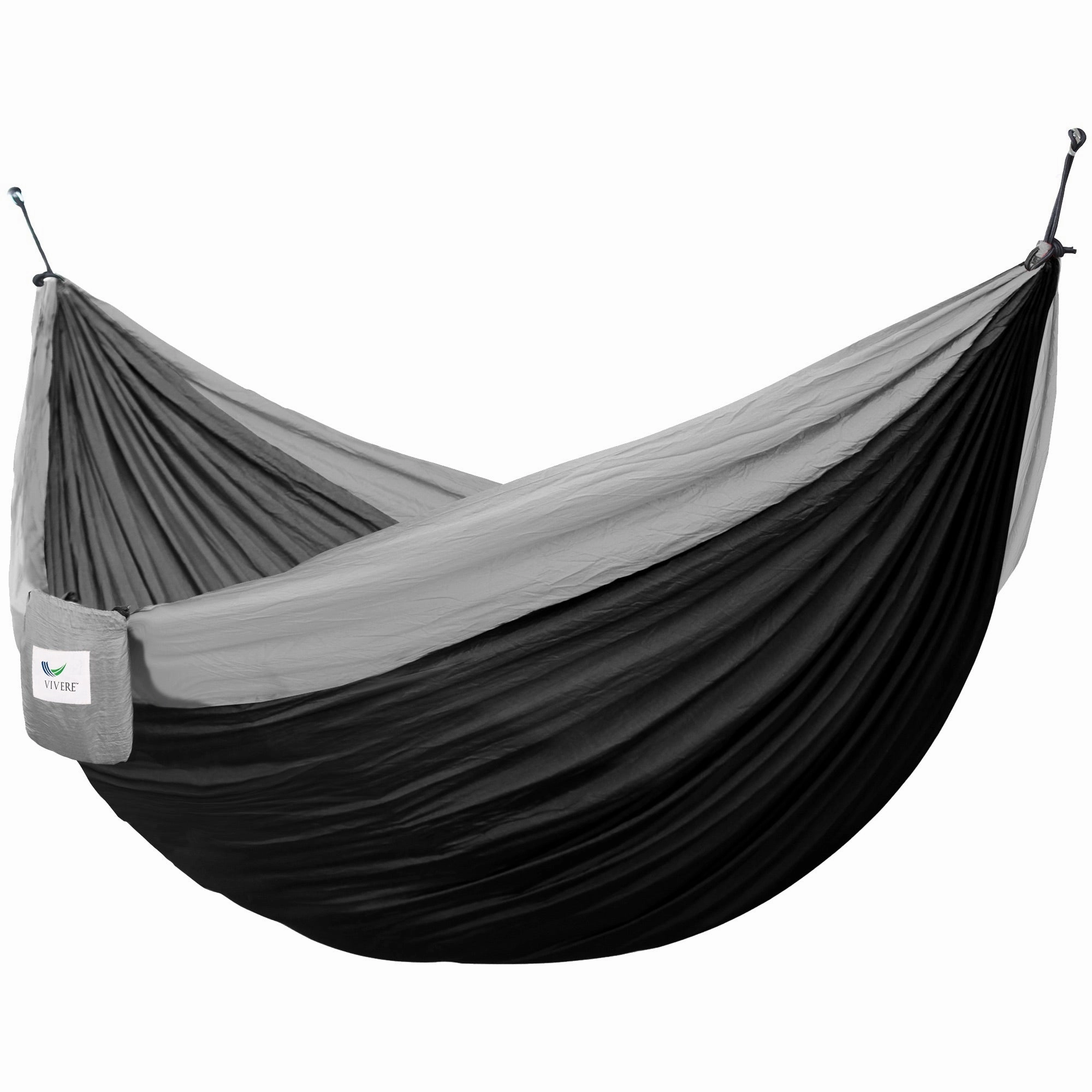 Parachute Camping Hammock - Black & Grey outdoor hammock with stand and canopy