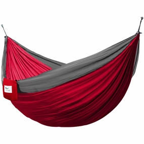 Parachute Camping Hammock - Crimson & Charcoal outdoor hammock with stand and canopy