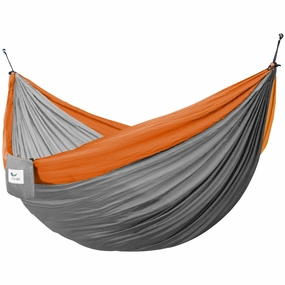 Parachute Camping Hammock - Grey & Orange outdoor hammock with stand and canopy